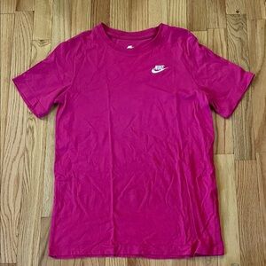 Nike T Shirt Boys XL Pink White Swoosh Logo The Nike Tee Casual